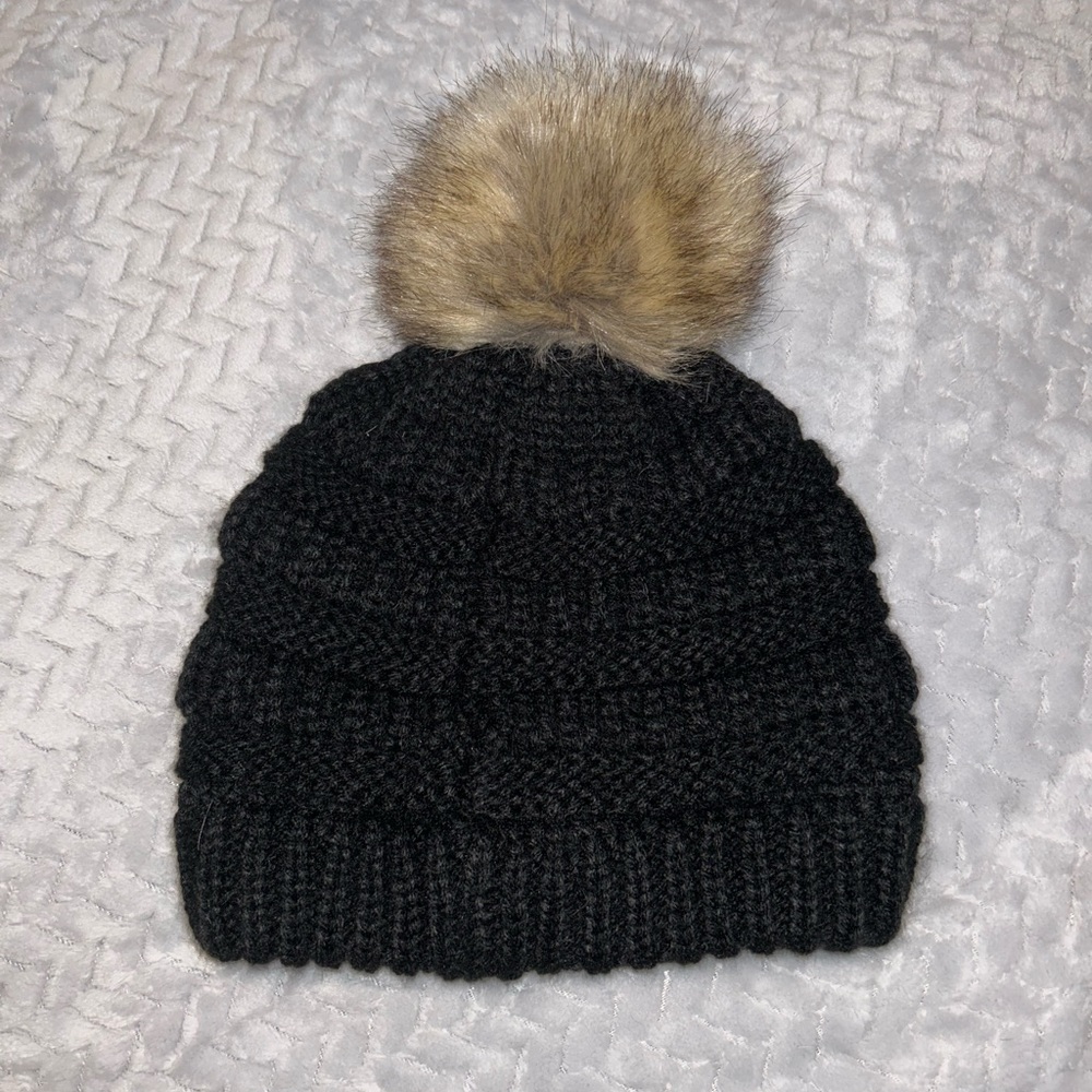 C.C Kids Beanie with Pom - Picture 3 of 5